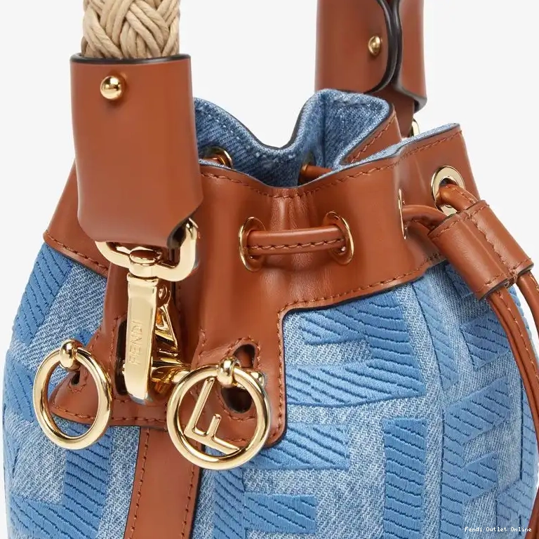 Cheap Motif Straw with FF Mini Bucket Handle Tresor Mon Straw Fendi In Blue Bag 0610